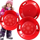 Plastmasas sniega šļūkšanas disks ar rokturiem, sarkans, 62 cm