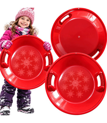 Plastmasas sniega šļūkšanas disks ar rokturiem, sarkans, 62 cm