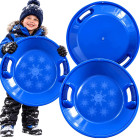 Sniega šļūkšanas disks ar rokturiem, zils, 62 cm