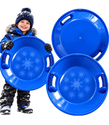 Sniega šļūkšanas disks ar rokturiem, zils, 62 cm