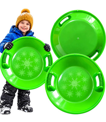 Plastmasas sniega disks ar rokturiem, zaļš, 62 cm