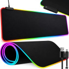 Spēļu peles un tastatūras paliktnis ar RGB apgaismojumu, XXL, 90 × 40 cm