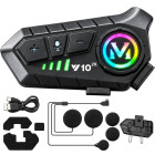 Motocikla ķiveres interkoms ar Bluetooth, mikrofonu, RGB apgaismojumu un USB-C, U10 2X