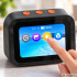 Viedais AI pulkstenis ar skārienekrānu, Bluetooth, skaļruni un LED apgaismojumu, 11,5 × 8 × 7 cm