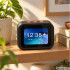 Viedais AI pulkstenis ar skārienekrānu, Bluetooth, skaļruni un LED apgaismojumu, 11,5 × 8 × 7 cm