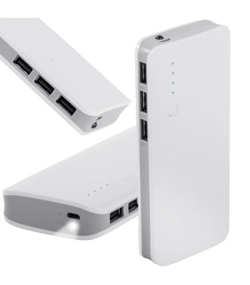 Portatīvais lādētājs ar 3 USB portiem un LED lukturīti, 10000 mAh