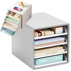 Biroja dokumentu organizators ar 4 atvilktnēm, balts, 29 × 29 × 35 cm