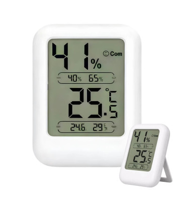 Digitālais termometrs-higrometrs ar LCD displeju temperatūras un gaisa mitruma mērīšanai, balts, 6cm x 8cm