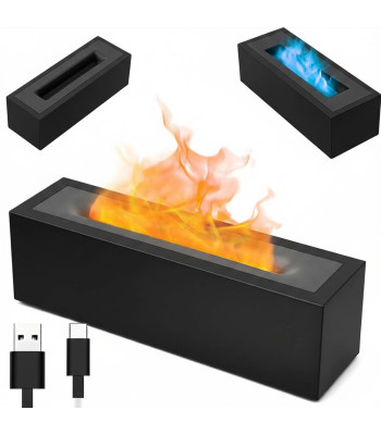 Ultraskaņas gaisa mitrinātājs ar LED liesmas efektu un aromterapiju, USB, 150 ml, 25cm x 8cm x 7cm