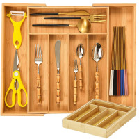 Bambusa virtuves piederumu organizators atvilktnei, 7 nodalījumi, 39cm, L
