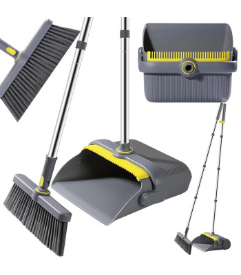 Slaucīšanas komplekts ar slotu un liekšķeri ar garu kātu, 2 vienā