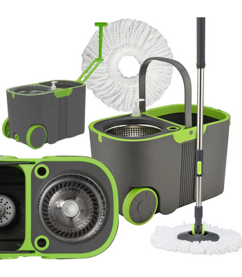 Rotējošais turbo mops ar spaini un 2 mikrošķiedras uzlikām, 360°