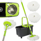 Rotējošais grīdas mops ar spaini, dozatoru un 2 mikrošķiedras uzlikām, 360°