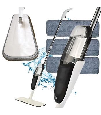 Plakanais grīdas mops ar izsmidzinātāju un 3 mikrošķiedras uzlikām, 120 cm, 350 ml