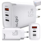 Ātrās uzlādes tīkla lādētājs ar USB-A un 2 USB-C pieslēgvietām, Quick Charge, 65 W, PD-71
