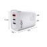 Ātrās uzlādes tīkla lādētājs ar USB-A un 2 USB-C pieslēgvietām, Quick Charge, 65 W, PD-71