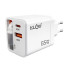Ātrās uzlādes tīkla lādētājs ar iebūvētu USB-C kabeli, balts, 65 W, PD-75