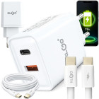 Tīkla lādētājs KLGO ar USB-C un USB-A pieslēgvietām un USB-C/USB-C kabeli, PD-22, 35 W