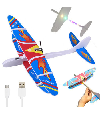 Lidojoša putuplasta lidmašīna ar elektrisko motoru, RGB LED un USB uzlādi, 27,5 cm