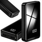 Powerbank ar USB-C, USB-A un 2 LED lukturīšiem, 20000 mAh