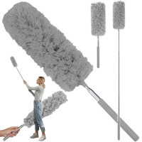 Teleskopiskā putekļu slotiņa no mikrošķiedras, pelēka, 35–83 cm
