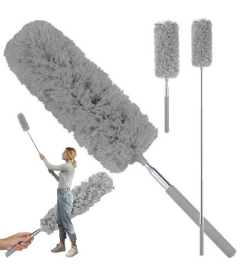 Teleskopiskā putekļu slotiņa no mikrošķiedras, pelēka, 35–83 cm