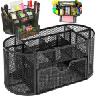Galda organizators ar atvilktni, melns, 8 nodalījumi, 22cm × 11cm × 10cm