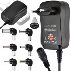 Universāls regulējams barošanas adapteris ar maināmiem DC uzgaļiem, 3–12 V