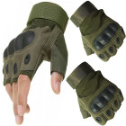 Militārie taktiskie bezpirkstu cimdi zaļā/khaki krāsā, XL