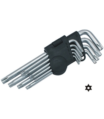 Vidēja izmēra Torx atslēgu komplekts ar caurumu, Cr MIDDLE 9X, 10-50