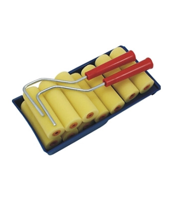 Sūkļa krāsošanas rullīšu komplekts ar vanniņu, FOAM CUV-30CM 2xHNDL:25CM 10+3+2, 10 gab., 100MM