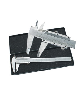Nerūsējošā tērauda bīdmērs futrālī, 150 mm, 0,02 mm