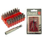 Skrūvgriežu uzgaļu komplekts ar turētāju, magnētiski, CR-V, 33 uzgaļi un 2 adapteri — PZ x7, PH x7, SL x5, HEX x6, TORX x7