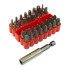 Skrūvgriežu uzgaļu komplekts ar turētāju, magnētiski, CR-V, 33 uzgaļi un 2 adapteri — PZ x7, PH x7, SL x5, HEX x6, TORX x7