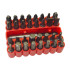 Skrūvgriežu uzgaļu komplekts ar turētāju, magnētiski, CR-V, 33 uzgaļi un 2 adapteri — PZ x7, PH x7, SL x5, HEX x6, TORX x7