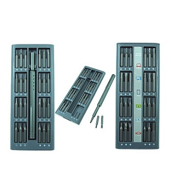 Precīzijas skrūvgriežu komplekts tālruņiem un planšetdatoriem, Profi Precision Alu Box, S2 tērauds, 48 uzgaļi (48X)
