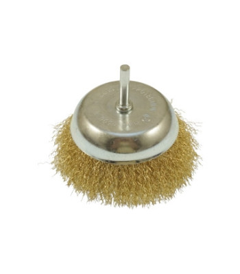 Rotējošā tērauda un misiņa stiepļu kausa birste CONUS CUP PIVOT 6MM BRASS, 100MM