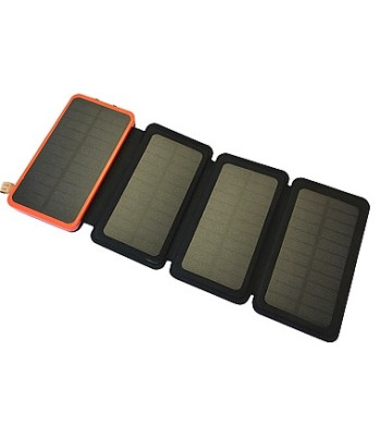 Salokāma saules enerģijas powerbanka ar lukturīti, 4 saules paneļiem, 20000 mAh, Li-Polymer, 15.5*8*3.3CM