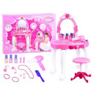 Rotaļlieta rozā tualetes galdiņš ar aksesuāriem meitenēm