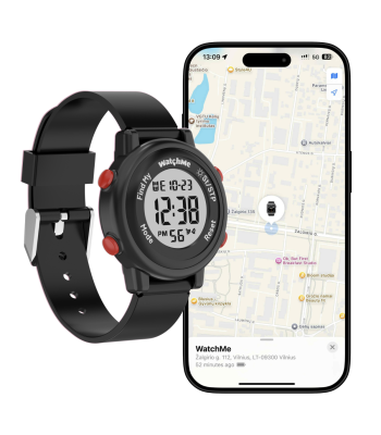 Bērnu viedpulkstenis ar Apple Find My funkciju, WatchMe, melns