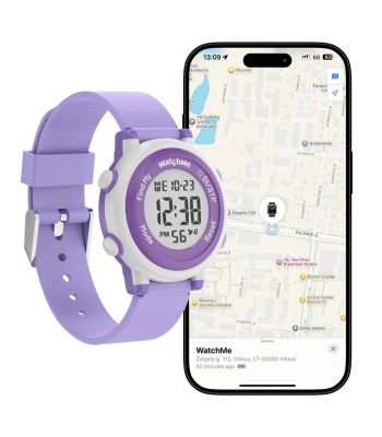 Bērnu viedpulkstenis ar Apple Find My funkciju, WatchMe, violets
