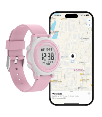 Bērnu viedpulkstenis ar Apple Find My funkciju, WatchMe, rozā