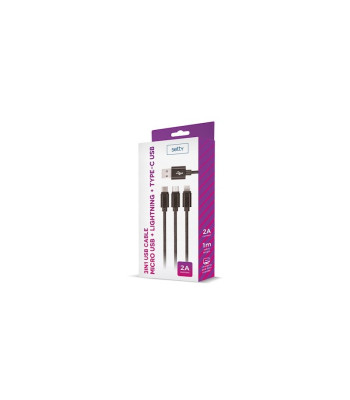 3in1 mikro-USB+8PIN+C tipa kabelis