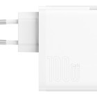 Baseus sienas lādētājs GaN5 Pro PD 100W 1x USB-C 1x USB balts+ USB-C - USB-C