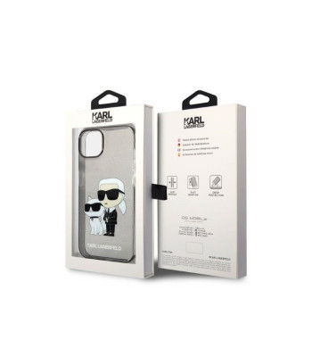 Karl Lagerfeld maciņš iPhone 14 Plus 6.7 KLHCP14MHNKCTGK melns ciets maciņš Glitter Karl-Choupette