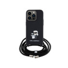 Karl Lagerfeld futrālis iPhone 15 Pro 6.1 KLHCP15LSAKCPSK Black HC Saffiano KC metāla tapas Crossbody