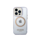 Guess futrālis iPhone 14 Pro 6.1 GUHMP14LHTCMU fioletowa HC Magsafe Gold Outline Caurspīdīgs