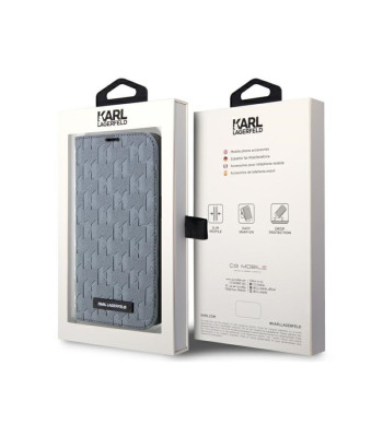 Karla Lāgerfelda korpuss iPhone 14 Pro 6.1 KLBKP14LSAKLHPG sudrabs BT Saffiano Mono