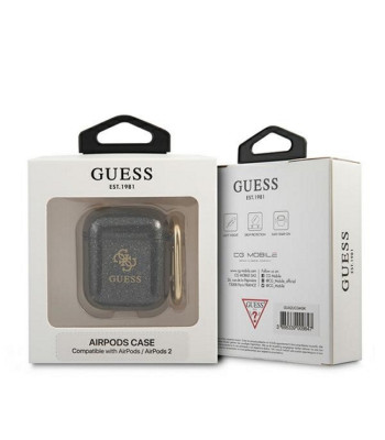 Guess telefona maciņš Airpods GUA2UCG4GK melns Glitter Collection