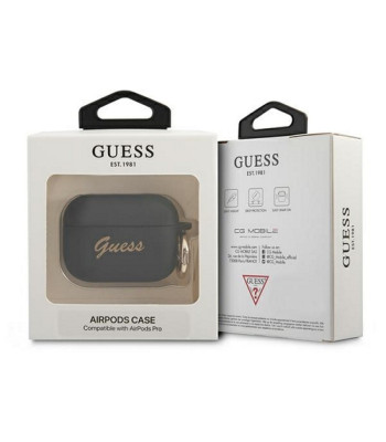 Guess telefona maciņš AirPods Pro GUAPSSSK melns Silikona Vintage Script